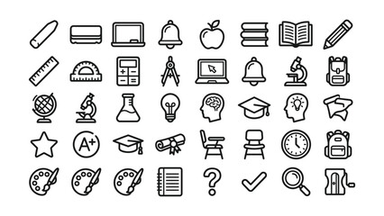 Fototapeta premium Educational icons for school and learning materials