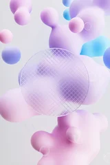 Abstract 3d background with colorful geometric spheres and circle glass. © mim.girl