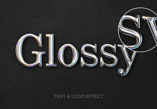 Glossy Chrome Text Logo Effect For Poster And Branding Design