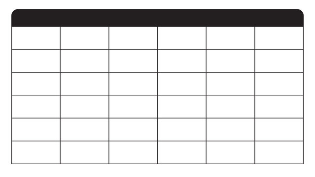Grid layout with a thick solid black header bar at the top table structure row columns wireframe design geometric pattern box chart frame border layout template structure geometric