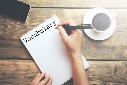 Vocabulary word on white paper