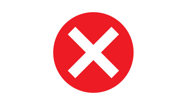 Red circle icon with white cross mark symbol isolated on white background icon design cancel button delete icon reject mark stop sign close sign error symbol interface incorrect