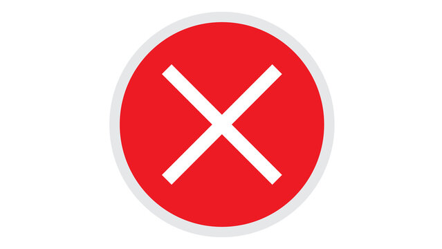 Red round icon with white cross symbol and subtle gray border outline red circle cancel mark error button reject sign delete mark close symbol stop symbol interface incorrect negative
