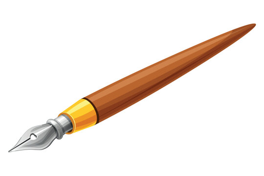 Cartoon vector ink pen for writing. Simple shapes, neat details, rich colors, and soft shadows. Suitable for creativity, writing, education, calligraphy, and vintage designs.