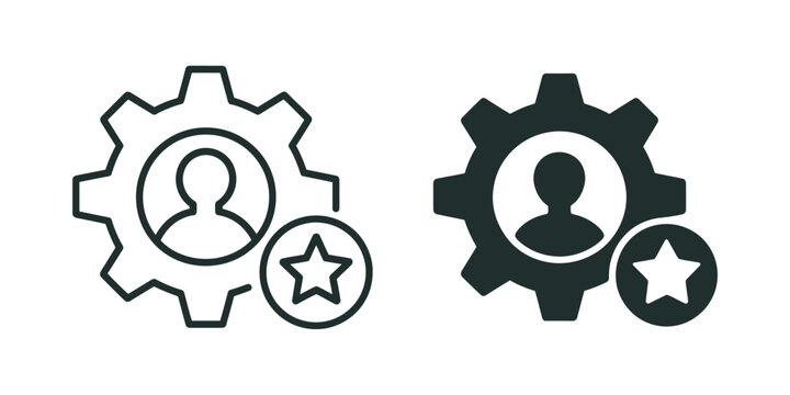 Skills icon vector set, black solid silhouette symbols for abilities talent professional development, clean minimal career illustration design

