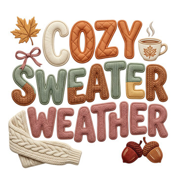 Cozy Autumn Fall Typography Collection with Pumpkin, Sweater Weather and Seasonal Hand Lettering Designs