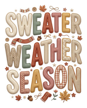 Cozy Autumn Fall Typography Collection with Pumpkin, Sweater Weather and Seasonal Hand Lettering Designs