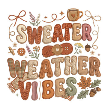 Cozy Autumn Fall Typography Collection with Pumpkin, Sweater Weather and Seasonal Hand Lettering Designs