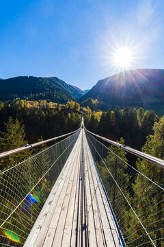 Switzerland, Valais, Goms Bridge, swing bridge