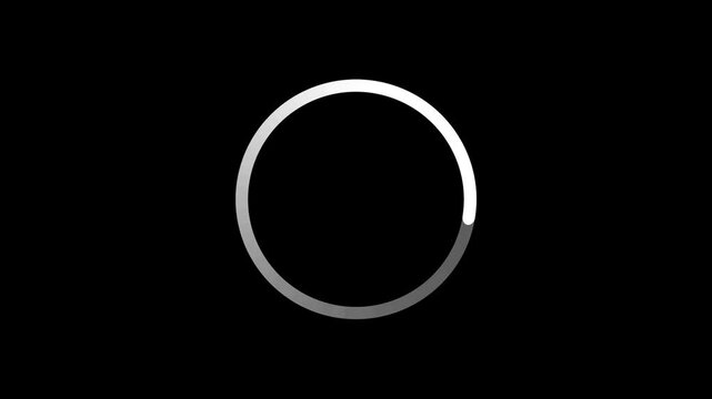 White circle loader process spinning loop animation on black background