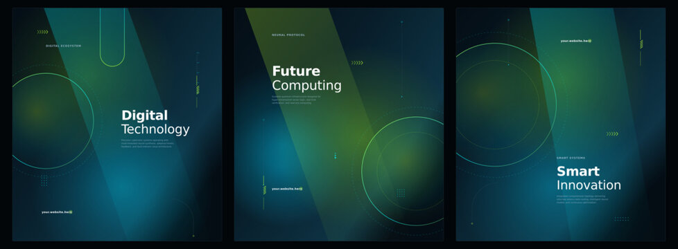 hi-tech posters Digital technology future computing with innovation background ecosystem abstract template business industry protocol graphic science systems with network