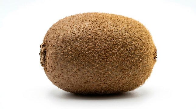 Fresh single whole kiwi fruit isolated on white background.