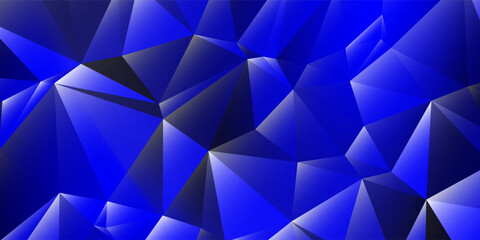 Fototapeta premium Abstract Blue Low Poly Geometric Background with Faceted Polygon Shapes and Dynamic Deep Blue Composition.