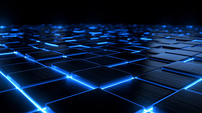 Futuristic Abstract Cyber Grid Background with Glowing Blue Light