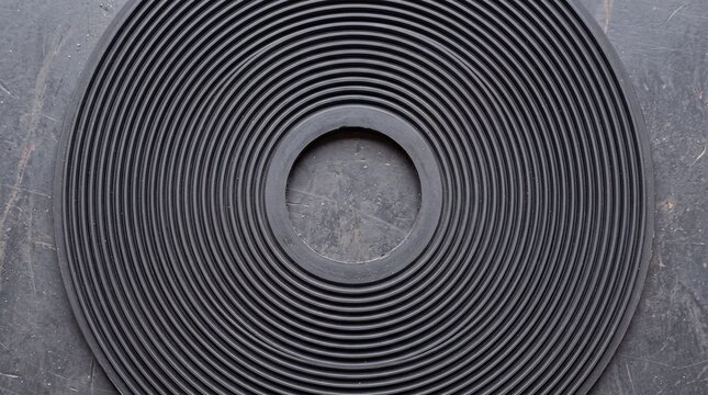 Concentric Circular Black Rubber Grooves Pattern Background