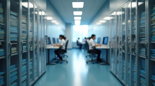 Un departamento de registros hospitalarios en proceso de transici&oacute;n de los expedientes f&iacute;sicos de pacientes a un sistema moderno de gesti&oacute;n documental digital