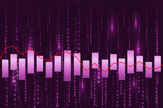 diagramme dans les tons de rose avec courbe rouge  pour illustrer la finance, les ventes, le commerce &eacute;voluant dans le temps ou la musique avec des fr&eacute;quences