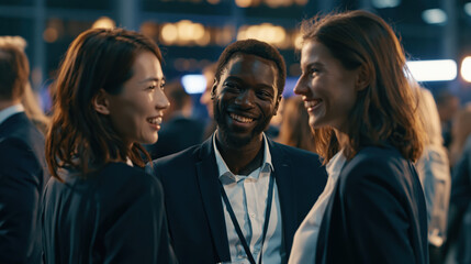 Fototapeta premium Diversity In Business, Business people of diverse backgrounds engage in conversation with equal respect. The moment highlights inclusion and representation.