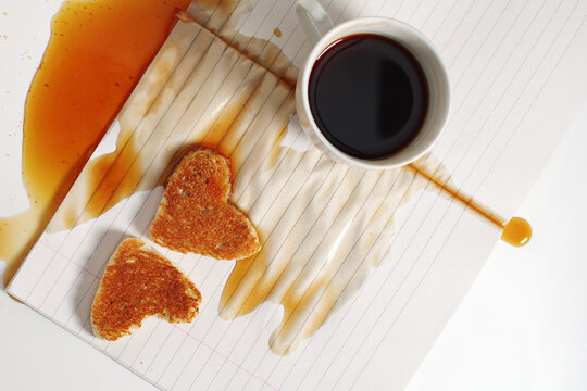 Spilled Coffee on Notebook Page