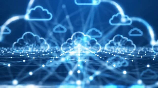 Abstract digital cloud computing network connection concept illustration