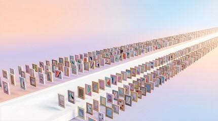 Obraz premium Isometric 3D Abstract Floating Art Gallery Frames on Minimalist Background