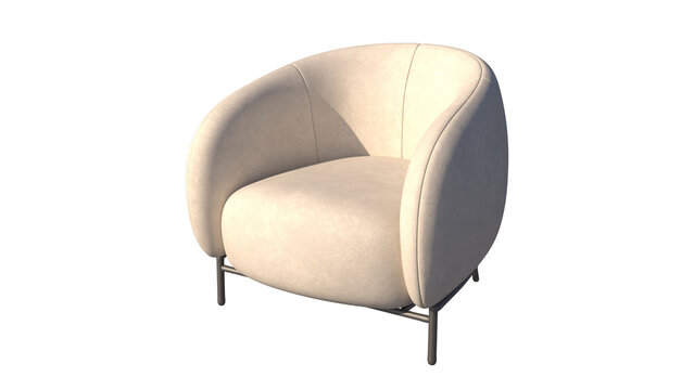 Modern Upholstered Armchair Isolated on Transparent Background