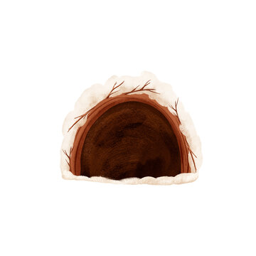 Illustration sleeping Christmas taddy bear in a den. New Year composition. Illustration isolated on a white background for the design of cards, posters, templates, congratulations, nursery decor