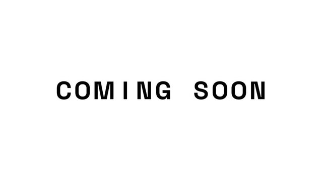 A futuristic "COMING SOON" text animation using a digital decryption, hacker, and randomized code reveal effect