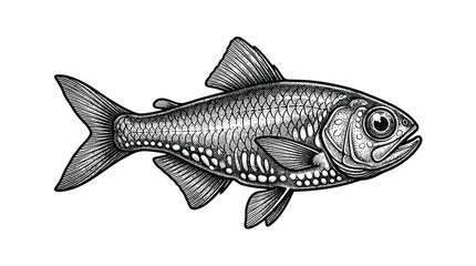 Fototapeta premium Detailed tilapia fish drawing with large fins