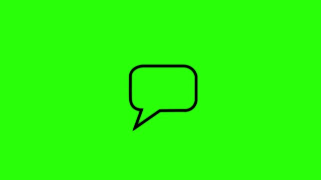 Minimalist speech bubble icon animation on green screen for easy chroma key compositing chat icon message