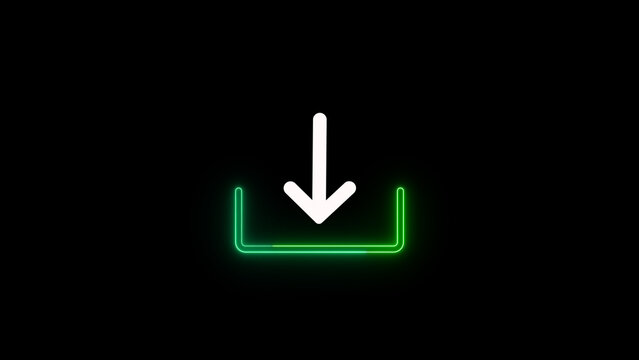 Classic Download Icon Animation on Black Background. Download Progress, Preloader Animation Web Design Template. Seamless Loop Animation in 4K with Alpha Channel.