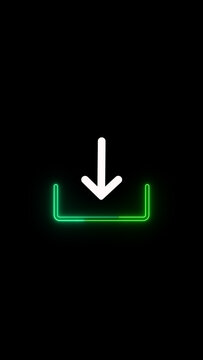 Classic Download Icon Animation on Black Background. Download Progress, Preloader Animation Web Design Template. Seamless Loop Animation in 4K Vertical with Alpha Channel.