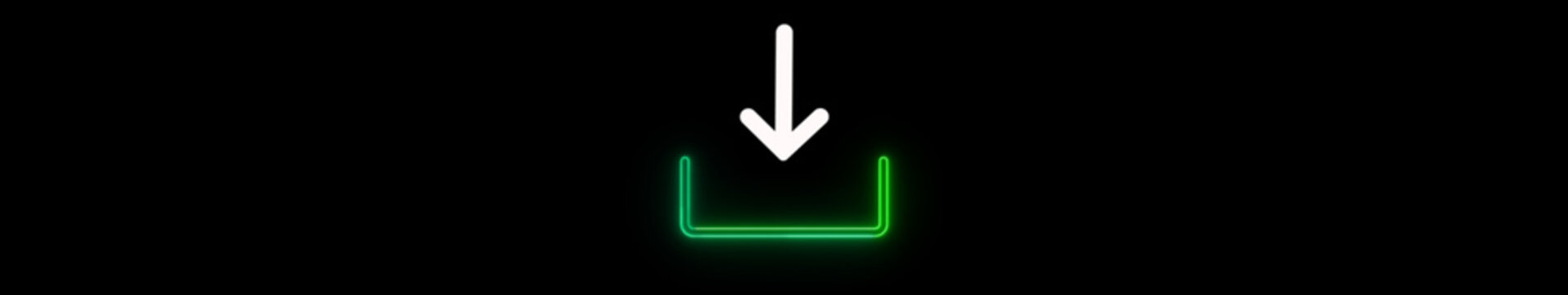 Classic Download Icon Animation on Black Background. Download Progress, Preloader Animation Web Design Template. Seamless Loop Animation in 4K Ultrawide with Alpha Channel.