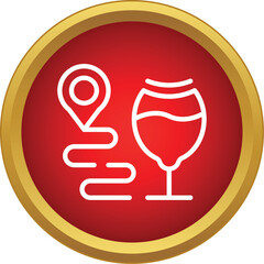 Fototapeta premium Wine glass and map pin marking a route, symbolizing wine tourism or tasting