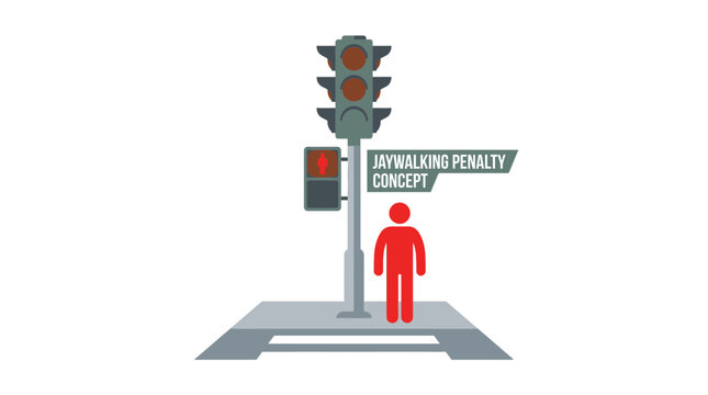 Traffic Light and Pedestrian Waiting for Green Signal