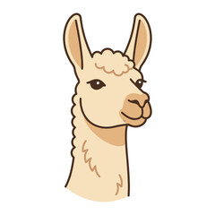 Naklejka premium Cute Llama Portrait With Long Neck Flat Line Art Illustration