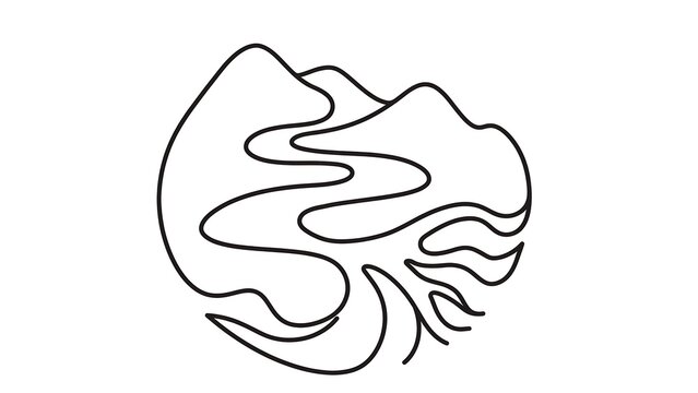 Abstract brain icon line art white background.