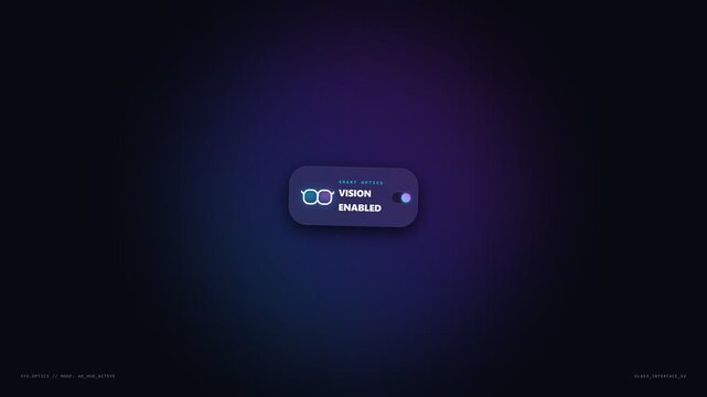 Futuristic user interface notification displaying vision enabled status on a dark aesthetic background for smart technology and accessibility concepts