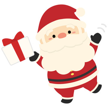 クリスマスのサンタクロースとプレゼントのイラスト