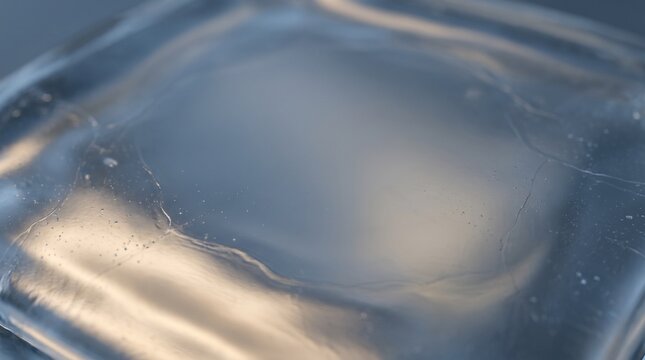 A soft champagne reflection moves across translucent ice, creating an elegant and atmospheric winter advertising background.