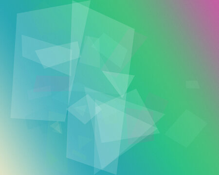 A dreamy arrangement of translucent polygons blends cool aqua and vibrant green with soft pink tones, creating a calm, modern visual suitable for websites, branding, and presentations.
