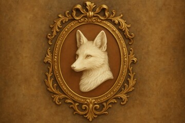 Naklejka premium Elegant fox portrait in frame background