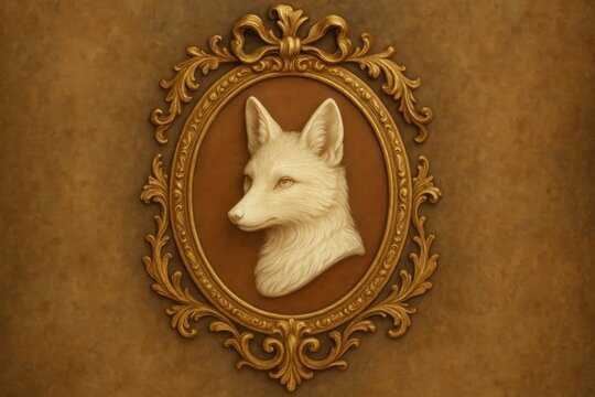 Elegant fox portrait in frame background