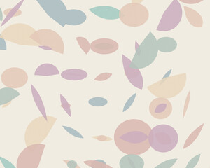 Muted organic shapes, ovals, and leaflike forms drift across a warm cream surface, creating a sophisticated abstract composition for contemporary interiors, print, and branding. © Eldorado.S.Vector