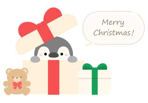 クリスマスプレゼントとペンギンとテディベア