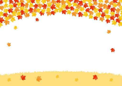 紅葉したもみじの葉の秋の背景イラスト