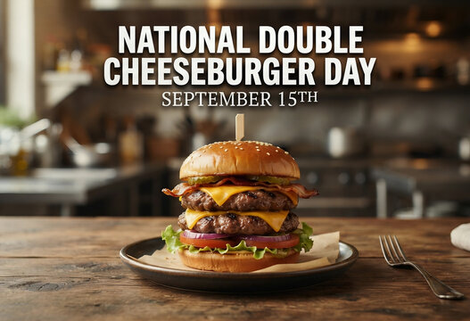 National Double Cheeseburger Day September 15th Fast Food Concept 