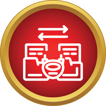 Icon showing data synchronization and file exchange between two documents