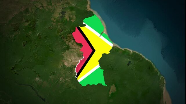 Guyana Map Highlight, Guyana Location Map, South America Country Geography Animation, Guyana Territory Map, Guyana Flag Map Graphic, South America Geography, Guyana Location Highlight