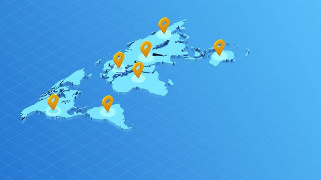World Map Animation with Growing Location Pins.